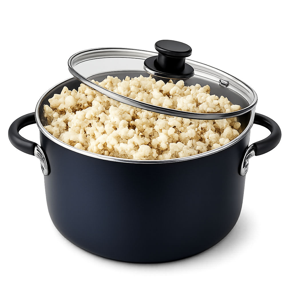 Stovetop pot with popcorn